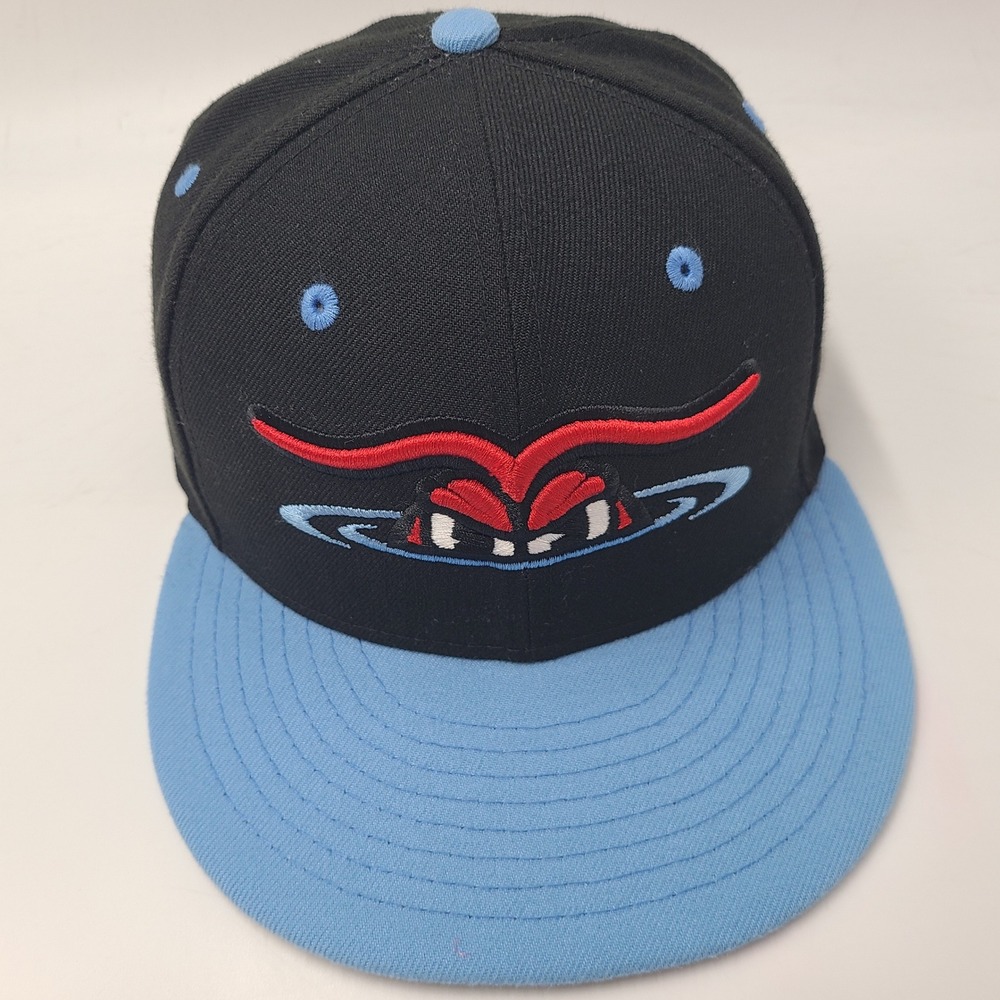 Hickory Crawdads Hat Fitted 7 1/8 New Era 59Fifty Black Blue MiLB Baseball Men